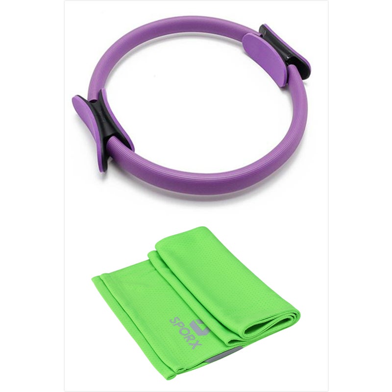 mydeal.com.au | SPORX Lilac Pilates Ring and Green Cooling Towel fitness combo package