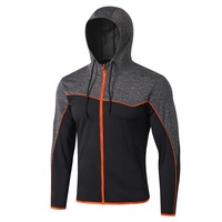 SPORX Men's Performance Full Zip Hoodie Black Orange