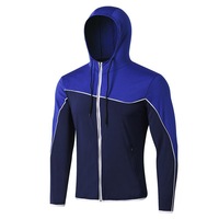 SPORX Men's Performance Full Zip Hoodie Blue White