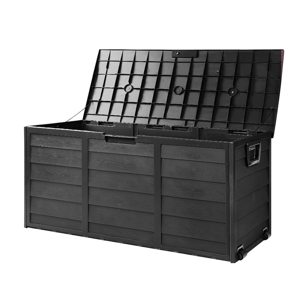 Lockable Outdoor Storage Container Box All Black - 290L