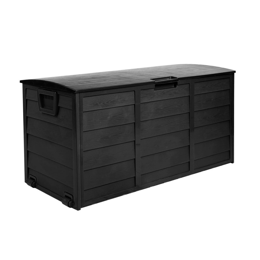 Lockable Outdoor Storage Container Box All Black - 290L