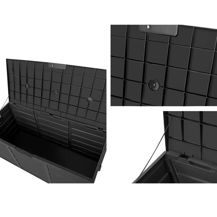 Lockable Outdoor Storage Container Box All Black - 290L