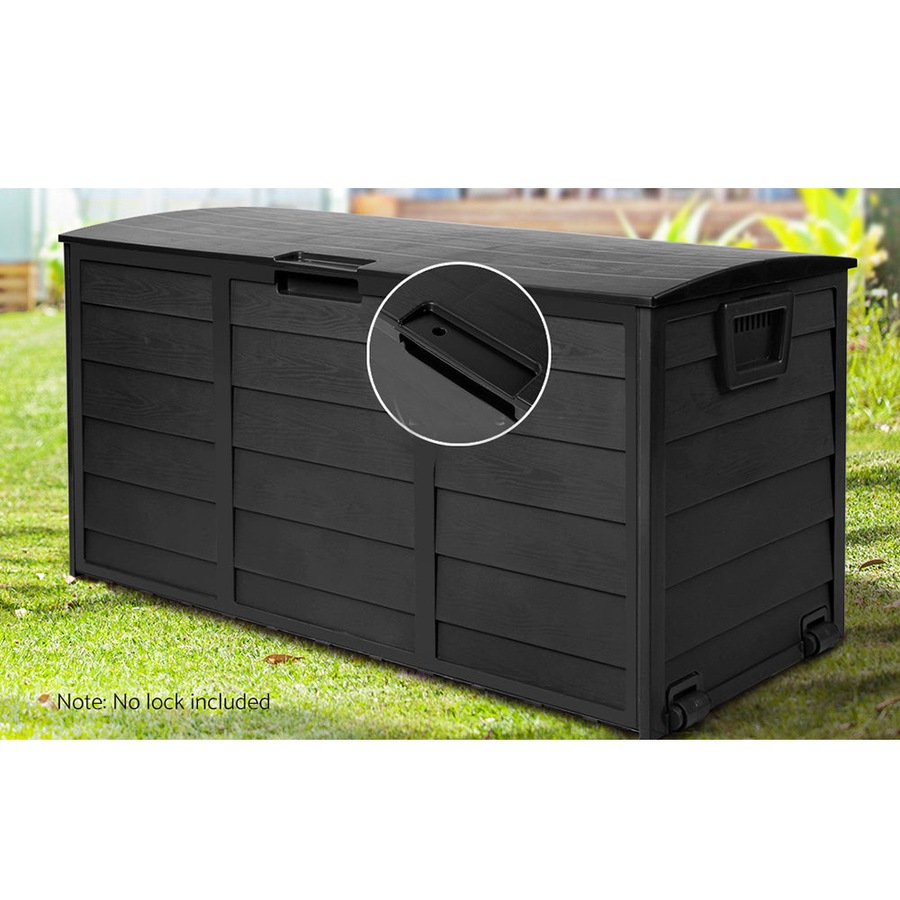 Lockable Outdoor Storage Container Box All Black - 290L
