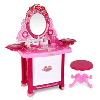 Kids Dressing Table Set with Stool and 30 pcs Accessories - Pink