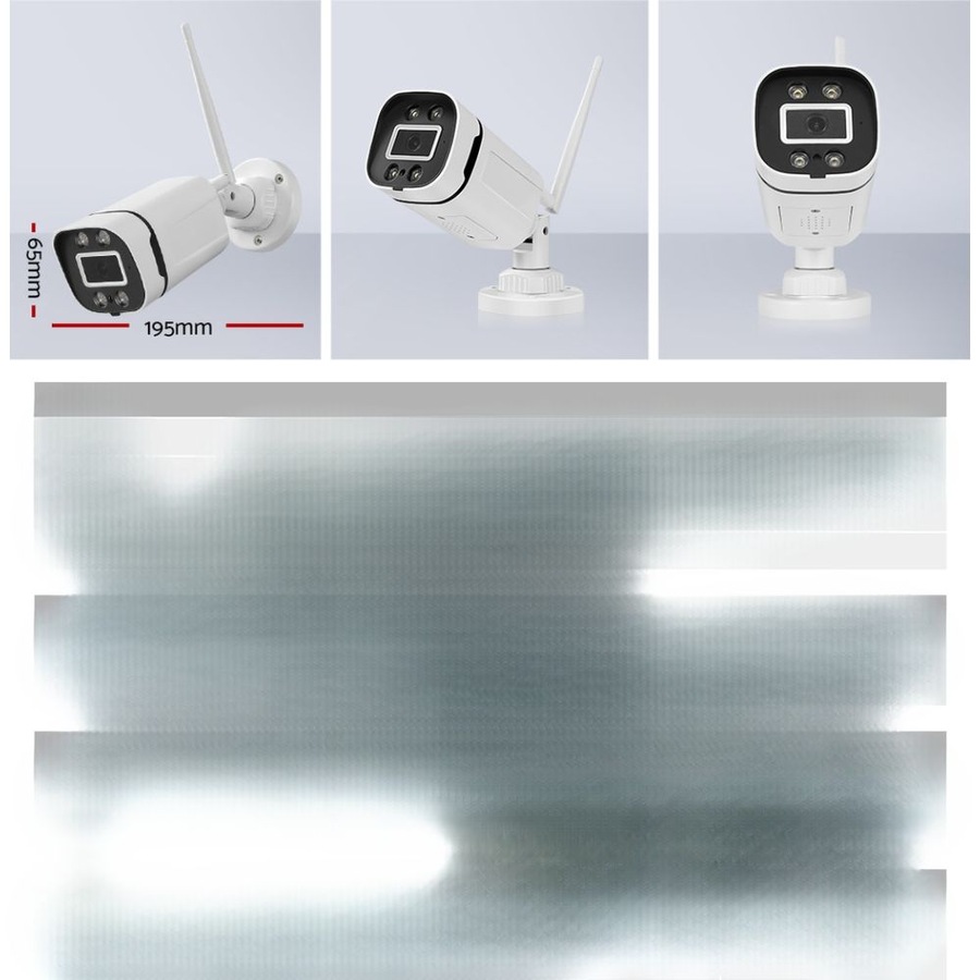 3MP Wireless CCTV Security Camera System WiFi Outdoor Home 2 Cameras Set