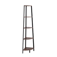 5 Tier Industrial Corner Bookshelf Storage Display - Brown