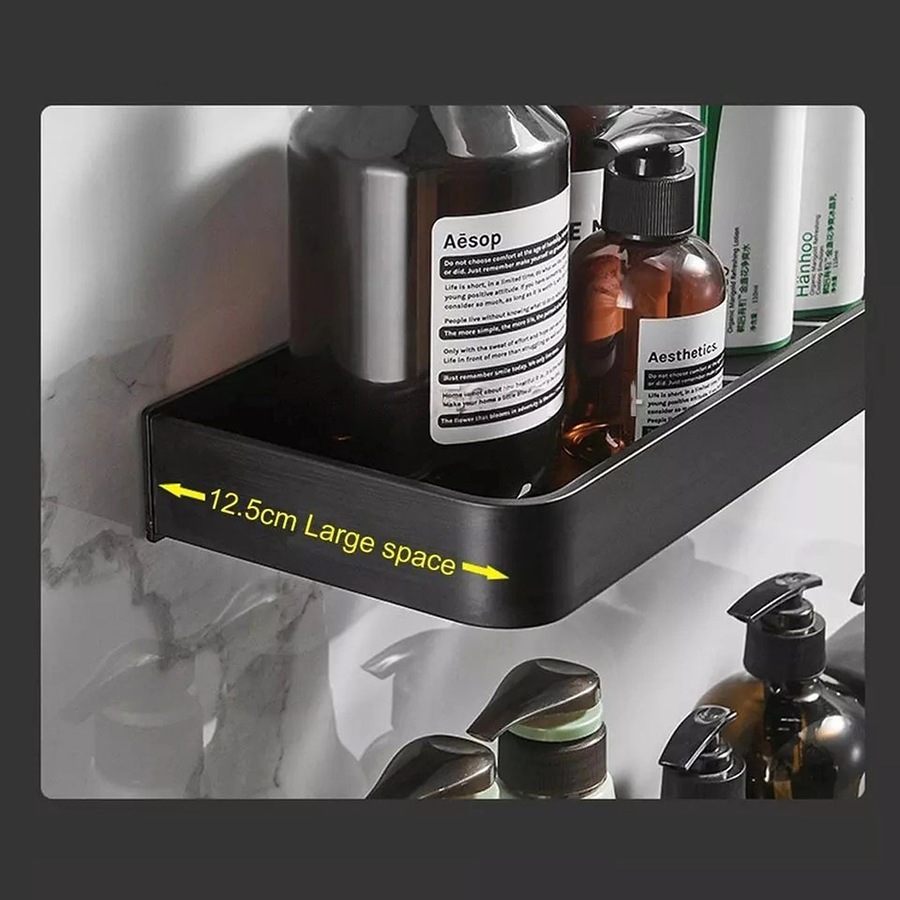 50cm Bathroom Kitchen Wall Shelf Aluminium Rectangle Storage Rack
