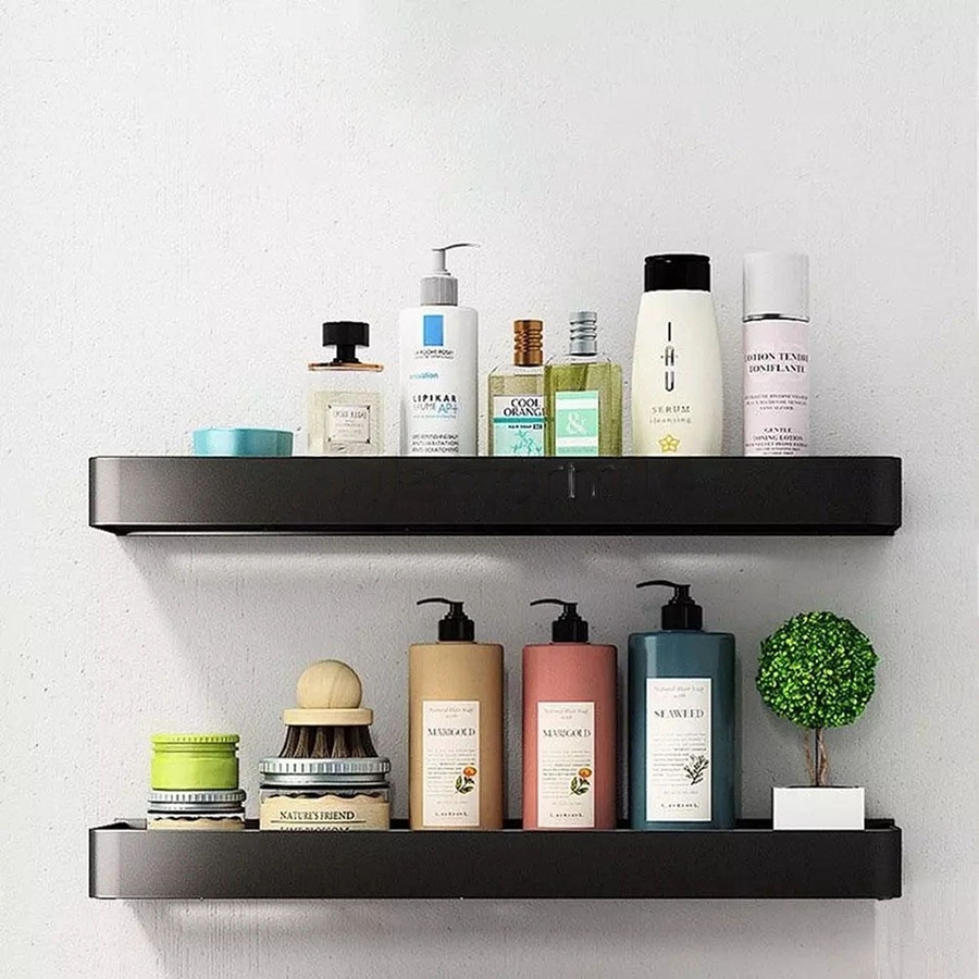 50cm Bathroom Kitchen Wall Shelf Aluminium Rectangle Storage Rack