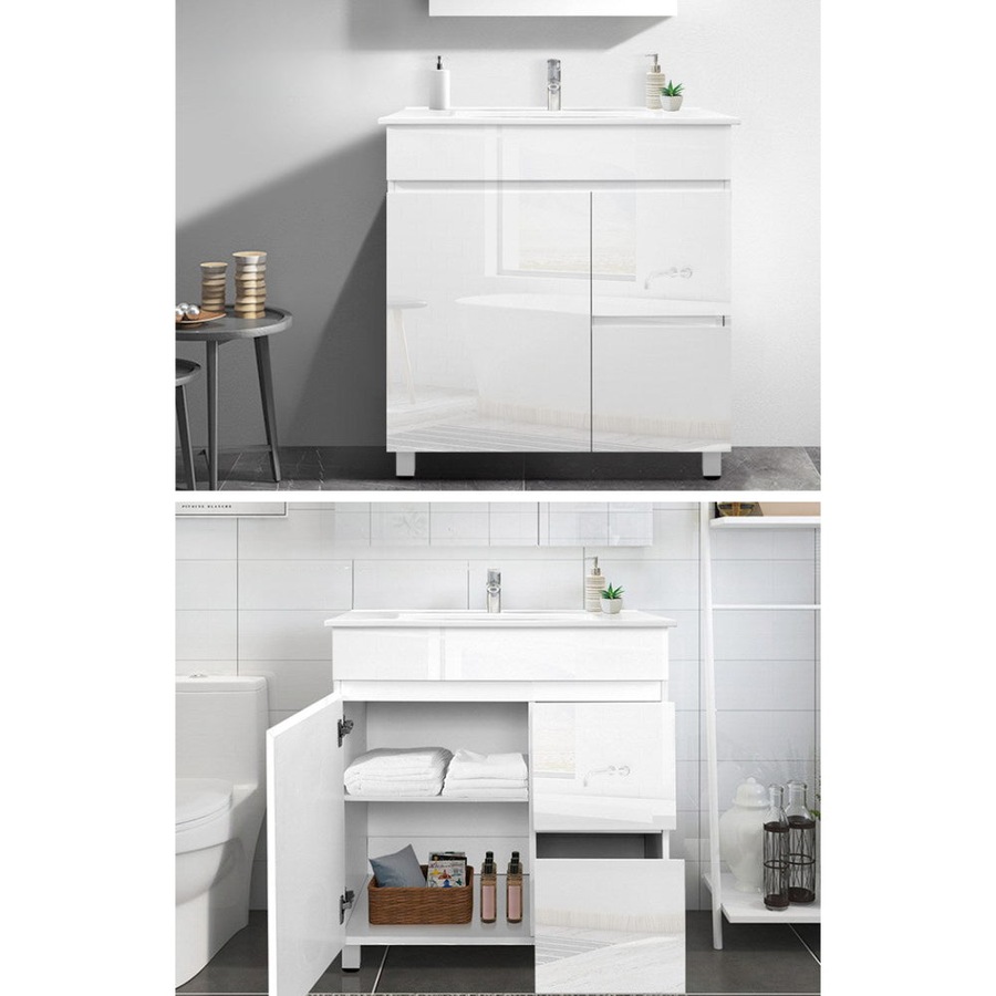 750mm Bathroom Vanity Cabinet Unit Wash Basin Sink Storage Freestanding White