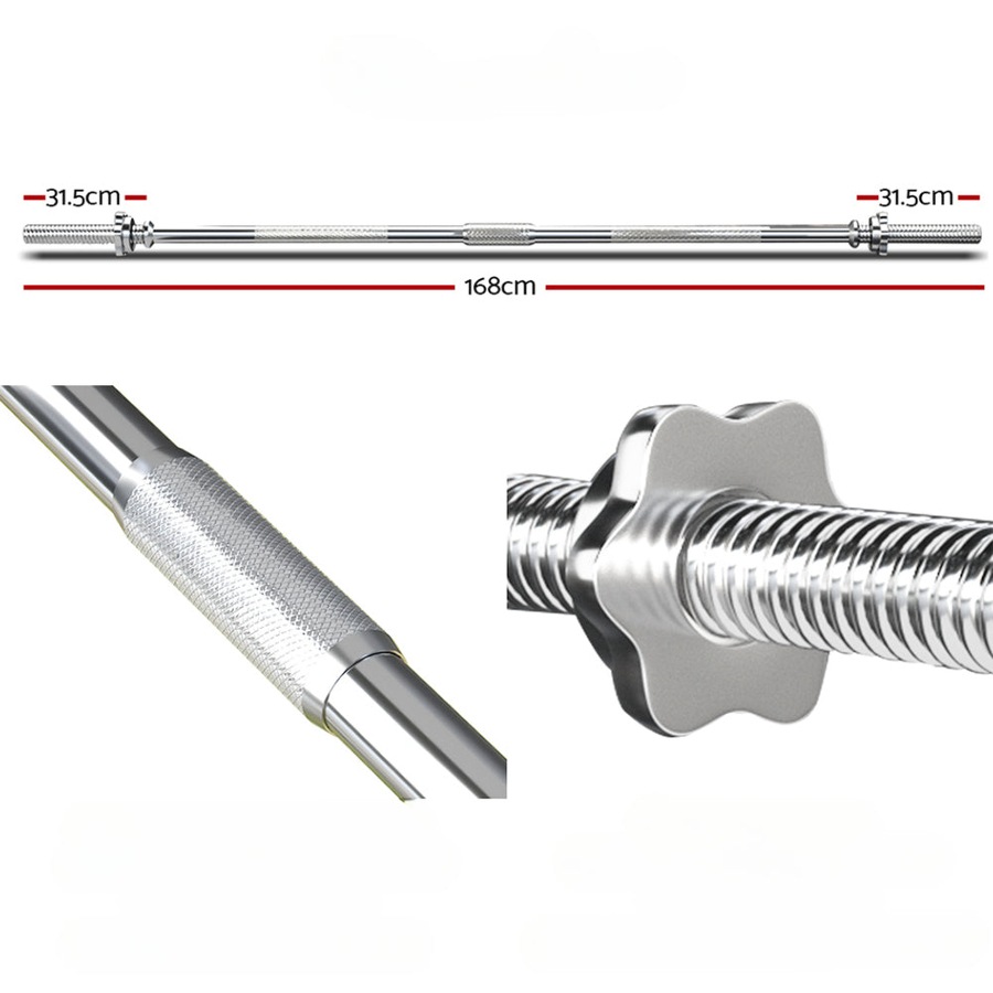 88KG Barbell Weight Set Plates Bar Bench Press Fitness Exercise Home Gym 168cm