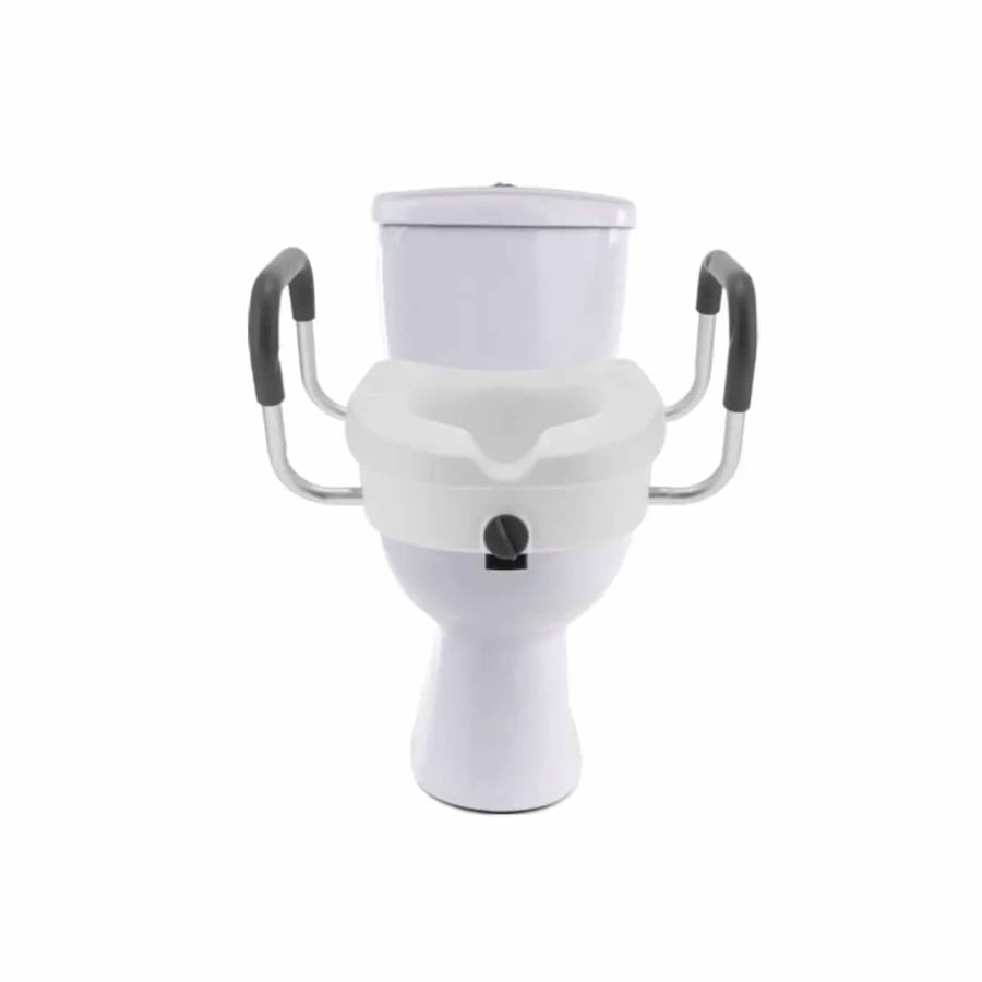 Adjustable Removable Raised Toilet Seat with Padded Arm Handles