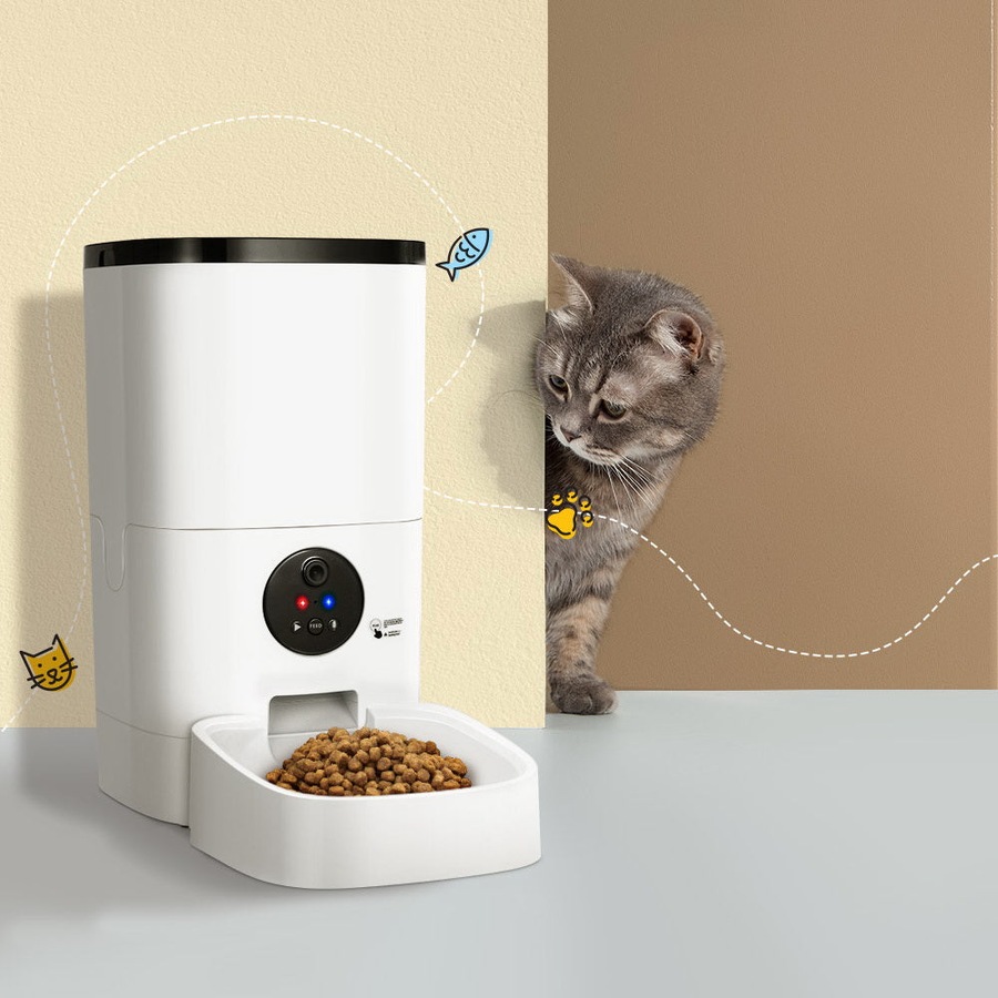 Automatic Pet Feeder Camera Dog Cat Smart Video Wifi Food HD - 6L