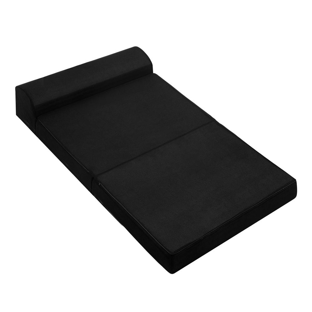 Portable Folding Sofa Bed Mattress - Black - Double