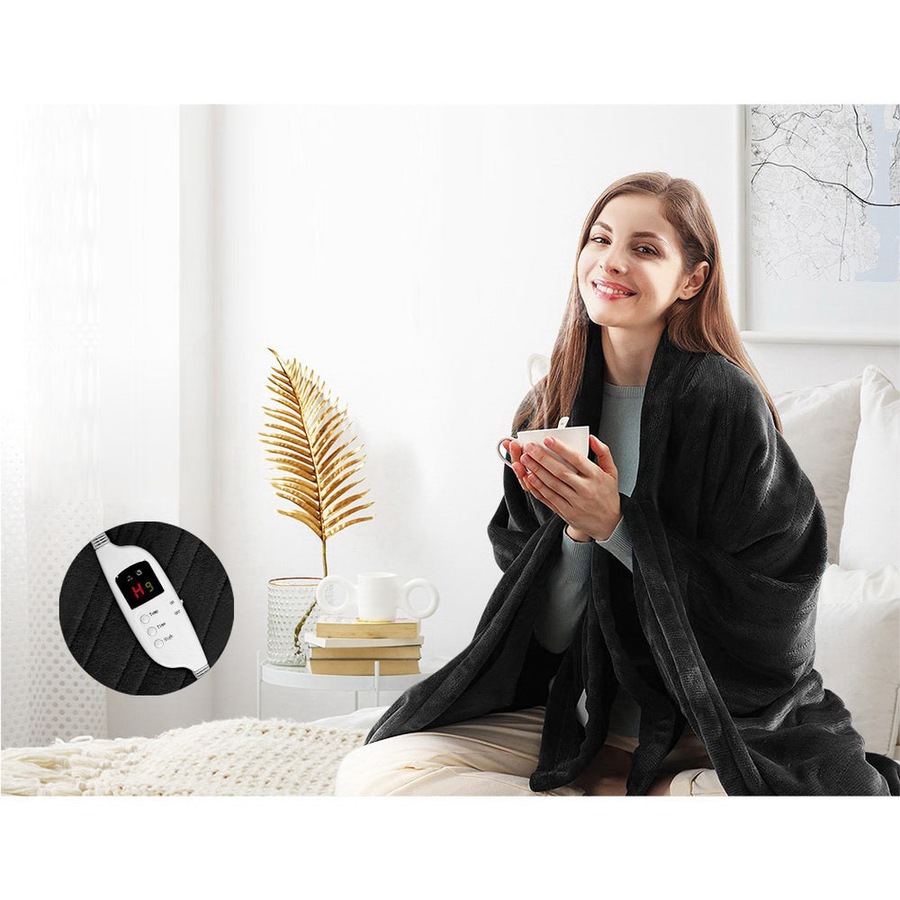 Electric Heated Throw Blanket - Charcoal