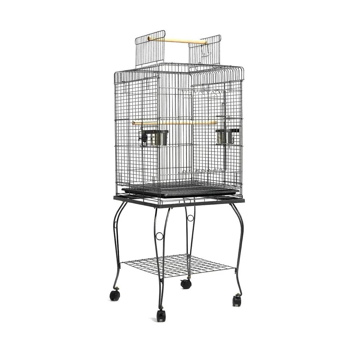 Bird Cage Parrot Aviary Budgie Perch Castor Wheels