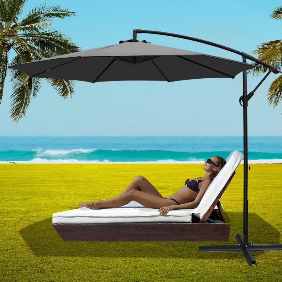 Cantilevered 3M Outdoor Garden Umbrella - Charcoal
