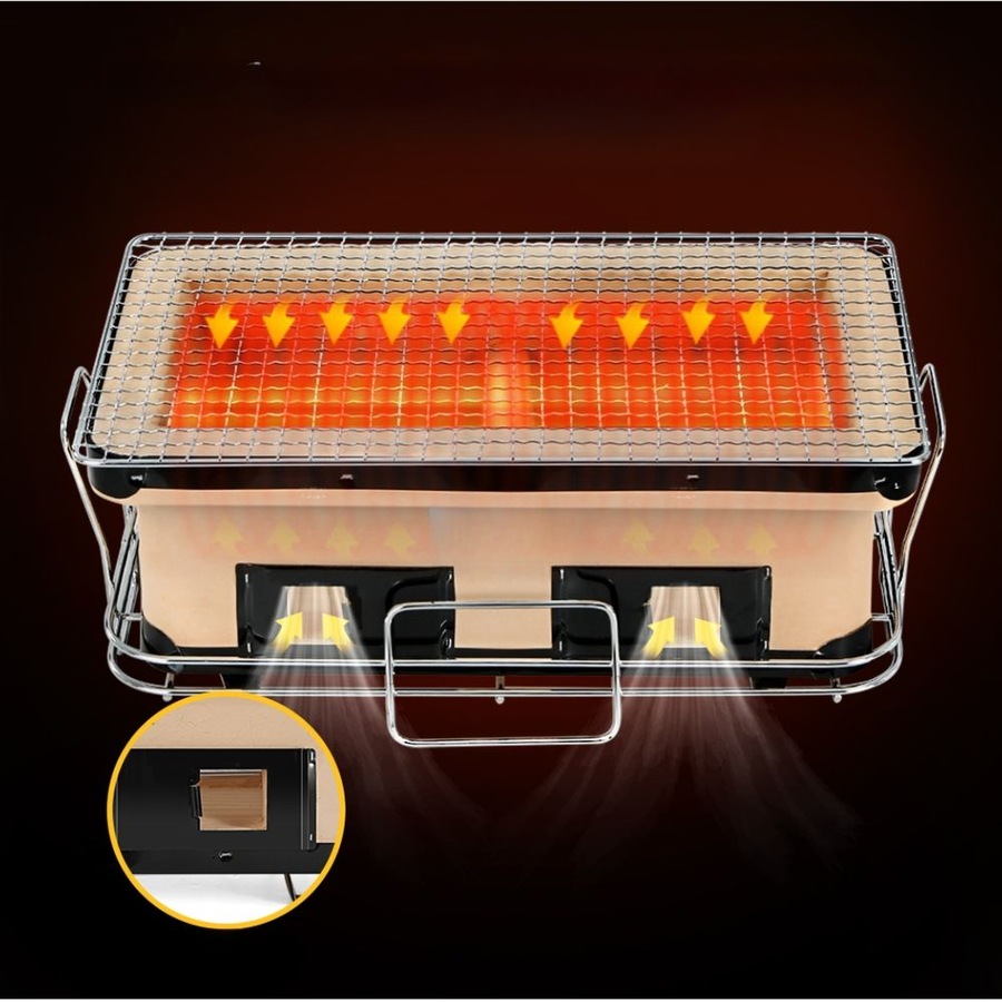 Ceramic BBQ Grill Smoker Hibachi Japanese Tabletop Charcoal Barbecue