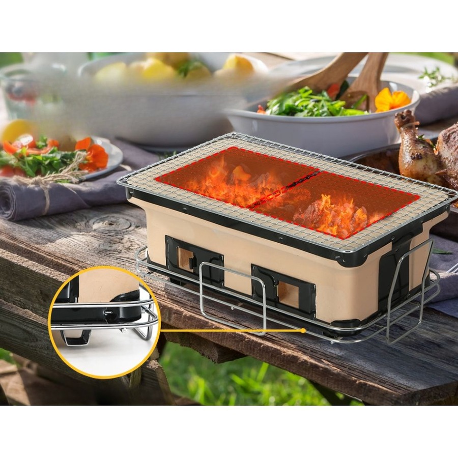 Ceramic BBQ Grill Smoker Hibachi Japanese Tabletop Charcoal Barbecue