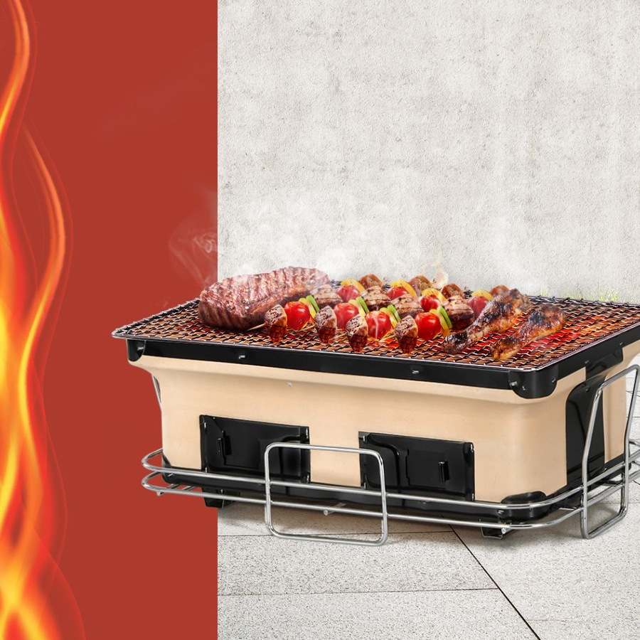 Ceramic BBQ Grill Smoker Hibachi Japanese Tabletop Charcoal Barbecue