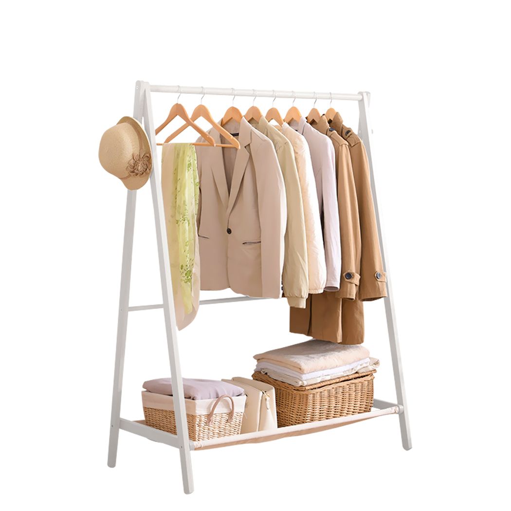 Wooden Hanging Clothes Stand Organiser - White