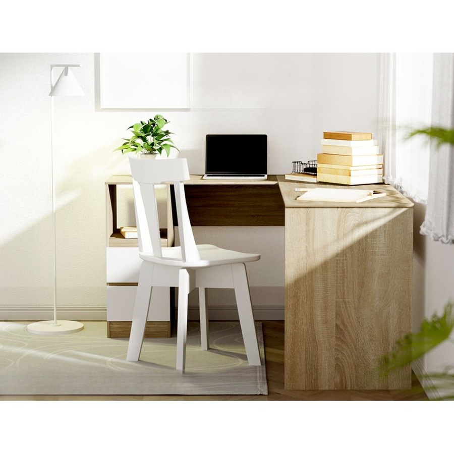 Corner Computer Desk Office Study Desks Table Drawers L-Shape Workstation