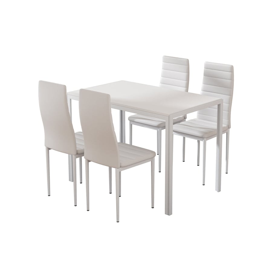 Dining Chairs and Table Dining Set 4 Chair Set Of 5 Wooden Top White