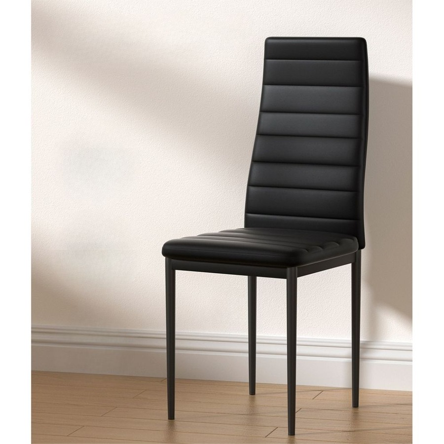 Dining Chairs and Table Dining Set 6 Chair Set Of 7 Wooden Top Black