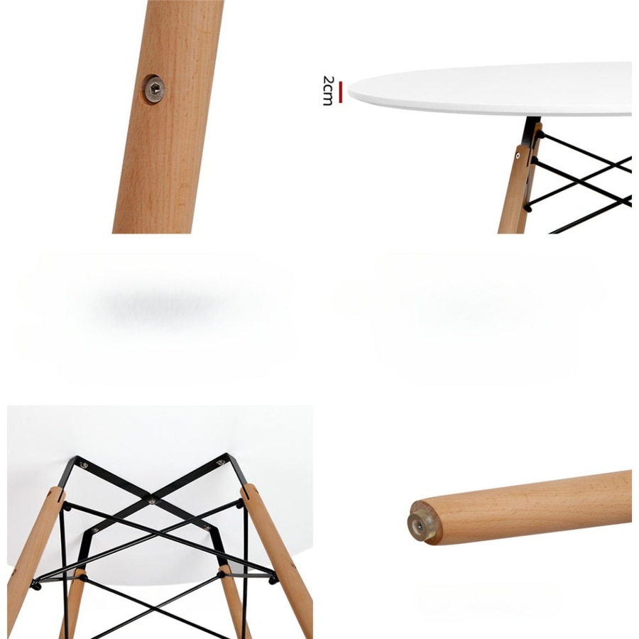 Dining Table Round 4 Seater Replica Tables Cafe Timber White 90cm