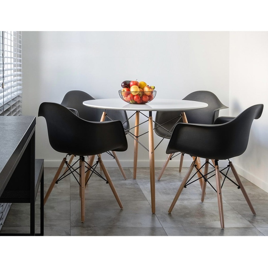 Dining Table Round 4 Seater Replica Tables Cafe Timber White 90cm