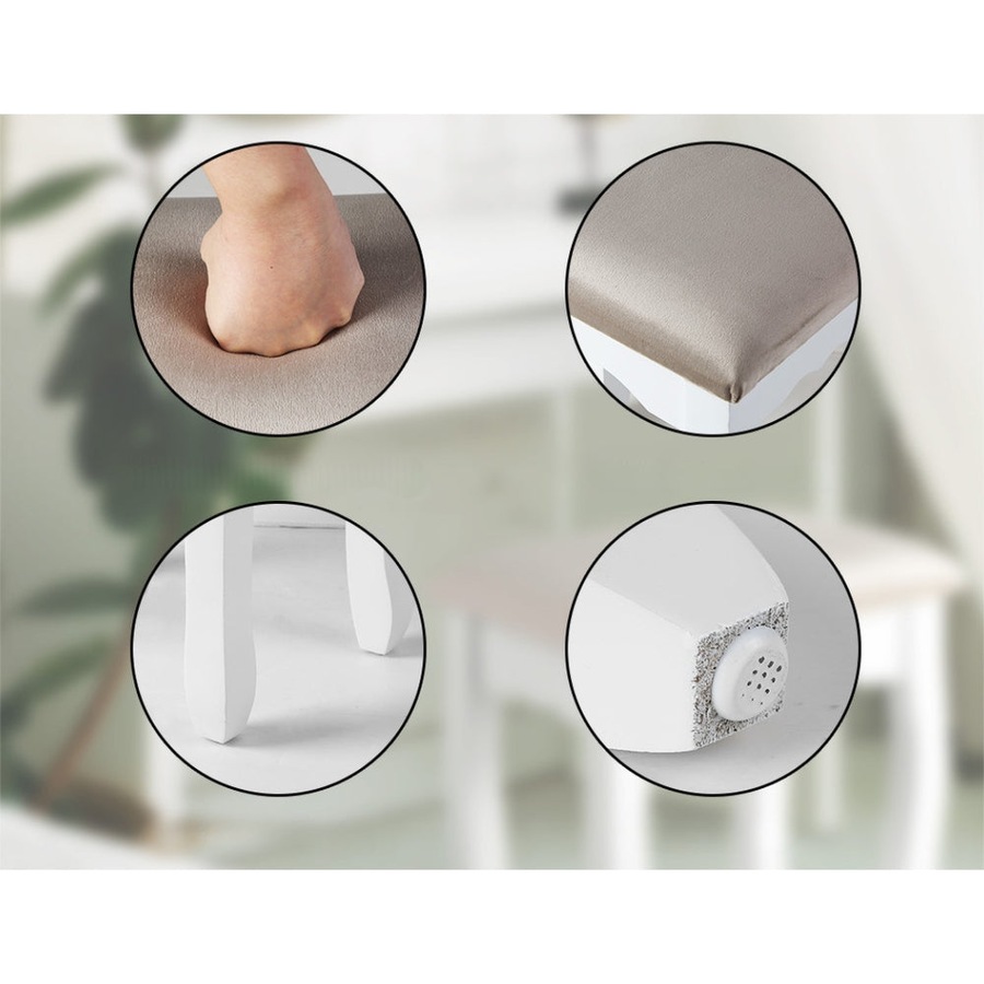 Dressing Table Stool Makeup Chair Bedroom Vanity Velvet Fabric Grey