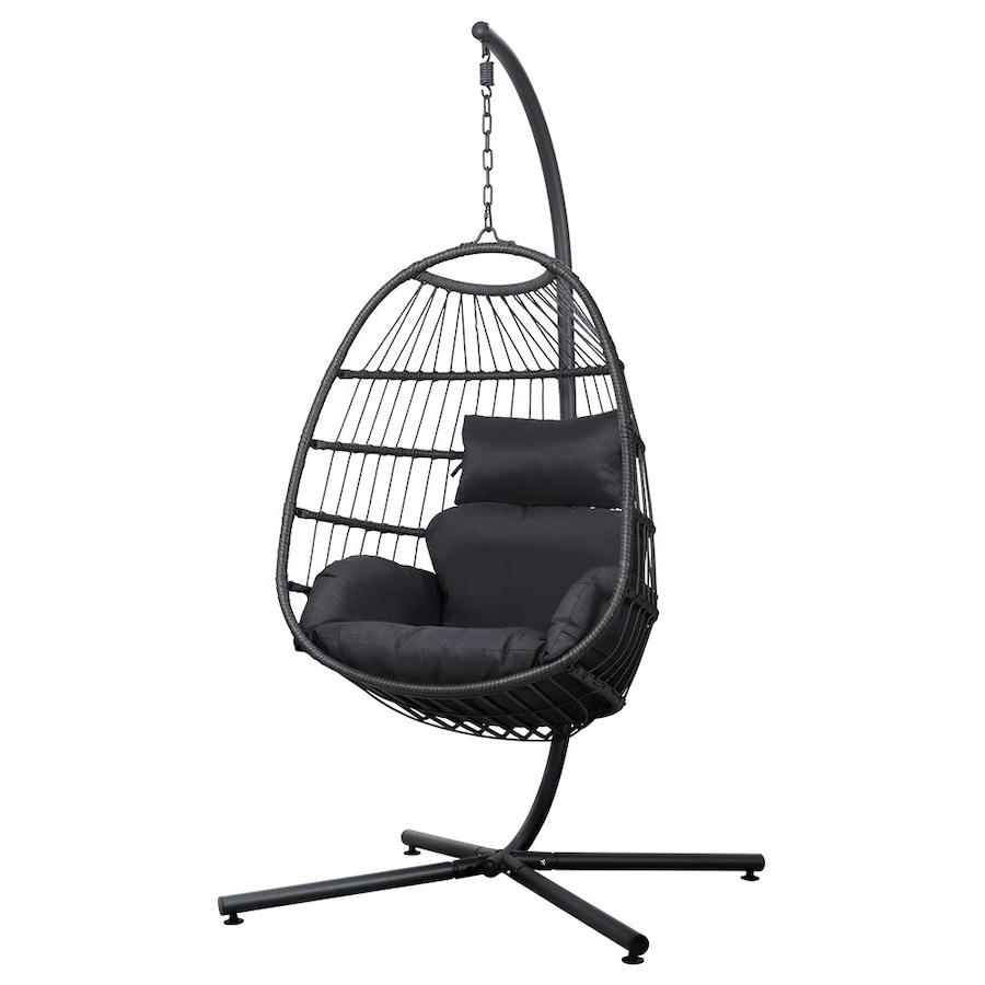 Egg Swing Chair Hammock Outdoor Furniture Hanging Wicker Seat - Black