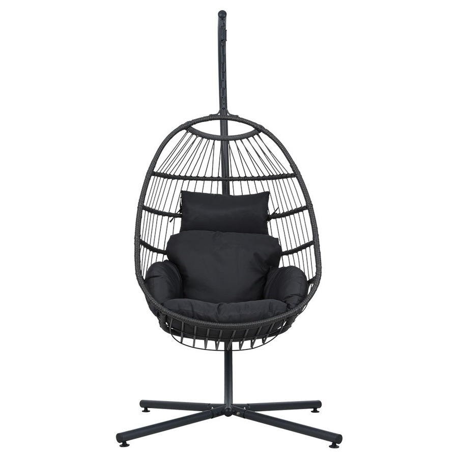 Egg Swing Chair Hammock Outdoor Furniture Hanging Wicker Seat - Black