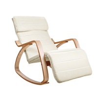 Rocking Armchair with Adjustable Foot Rest - Beige