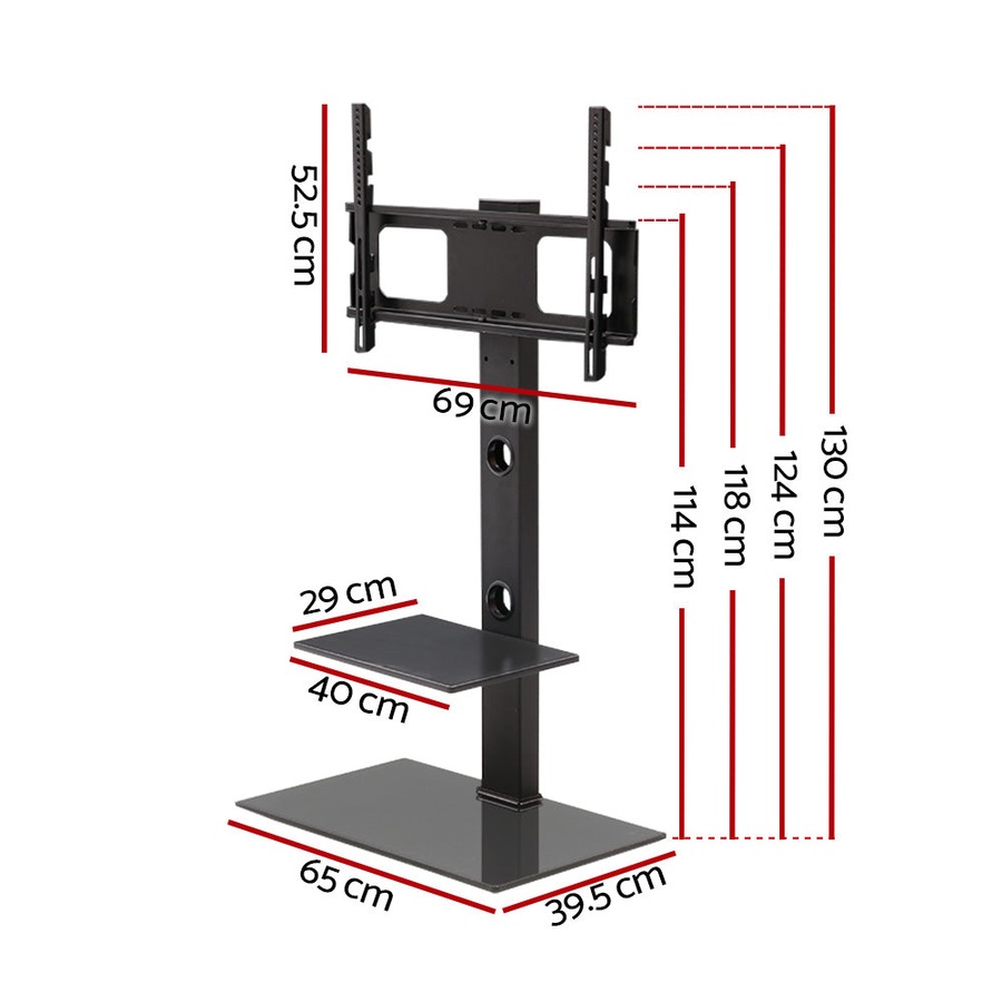 Floor TV Stand with Bracket - Black