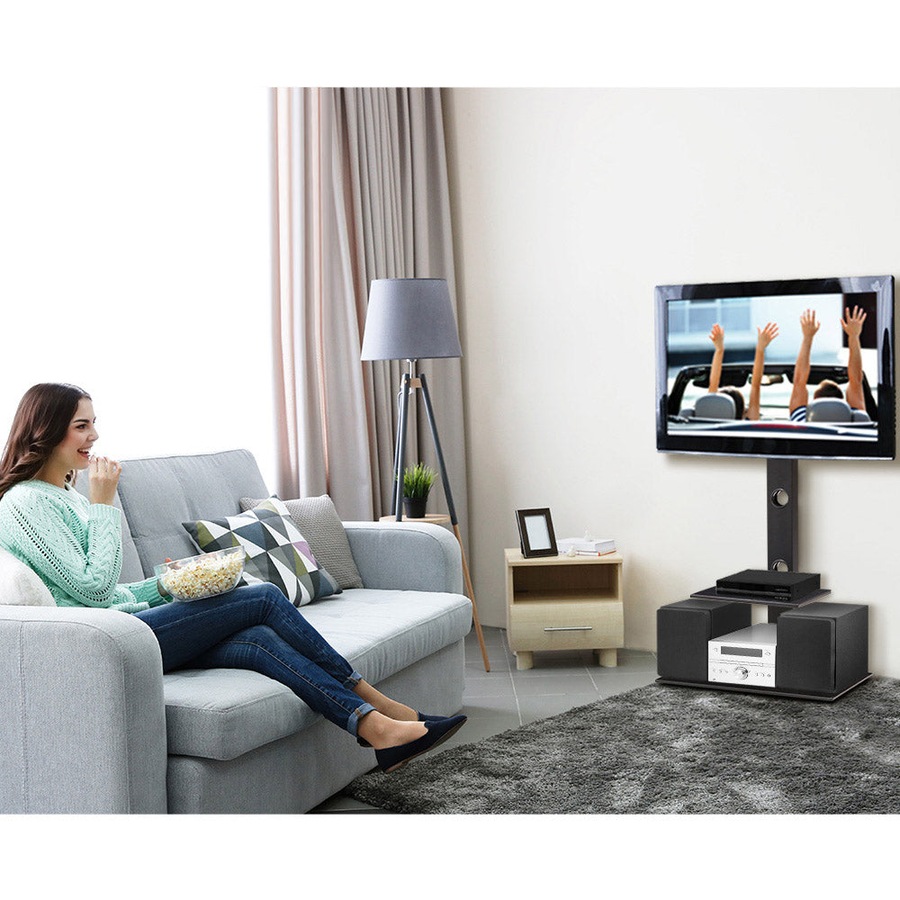 Floor TV Stand with Bracket - Black