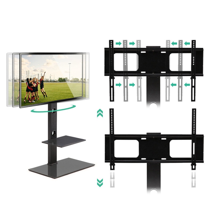Floor TV Stand with Bracket - Black