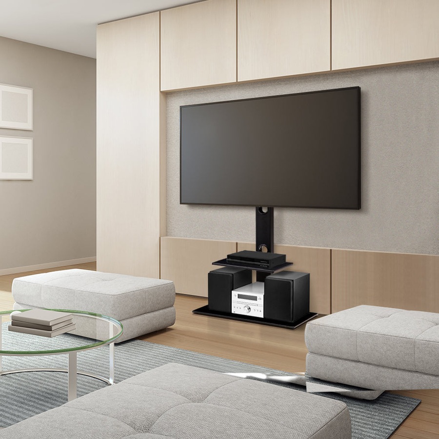 Floor TV Stand with Bracket - Black