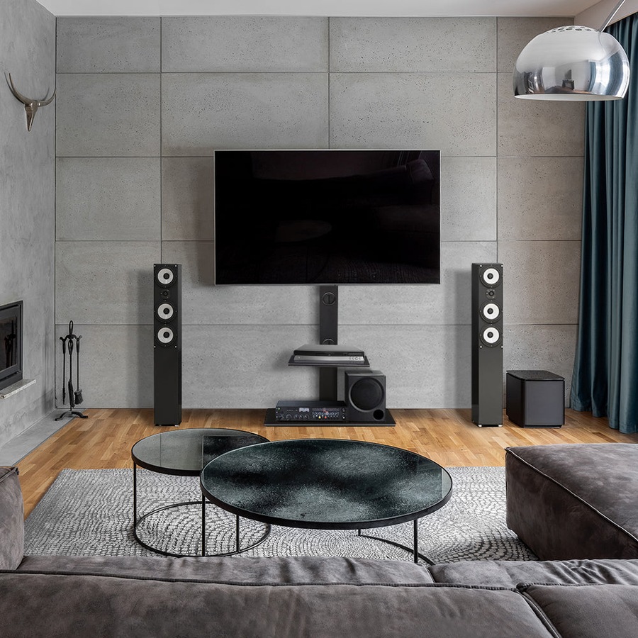 Floor TV Stand with Bracket - Black