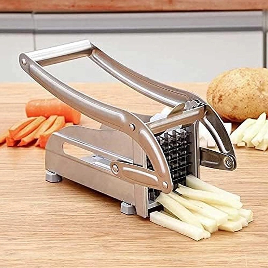 French Fries Slicer Stainless Potato Cutter Chip Chopper Maker 2 Blades