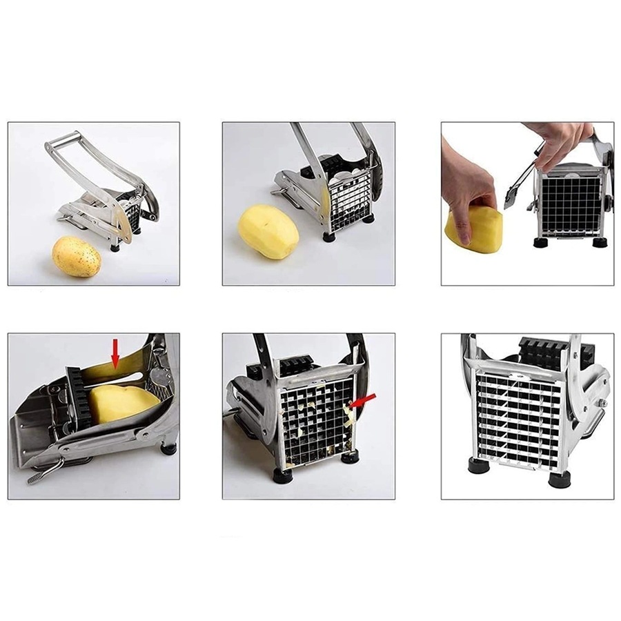 French Fries Slicer Stainless Potato Cutter Chip Chopper Maker 2 Blades