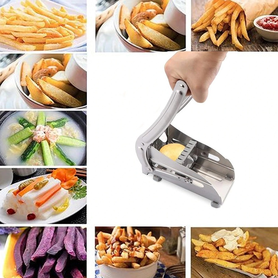 French Fries Slicer Stainless Potato Cutter Chip Chopper Maker 2 Blades