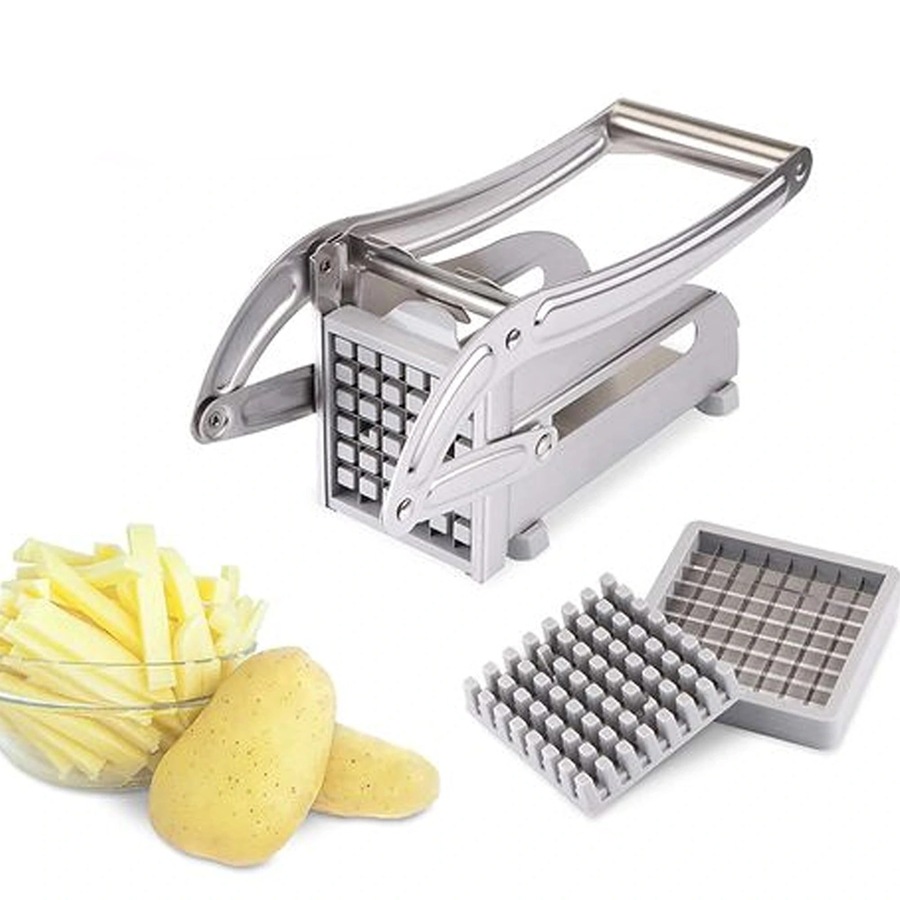 French Fries Slicer Stainless Potato Cutter Chip Chopper Maker 2 Blades