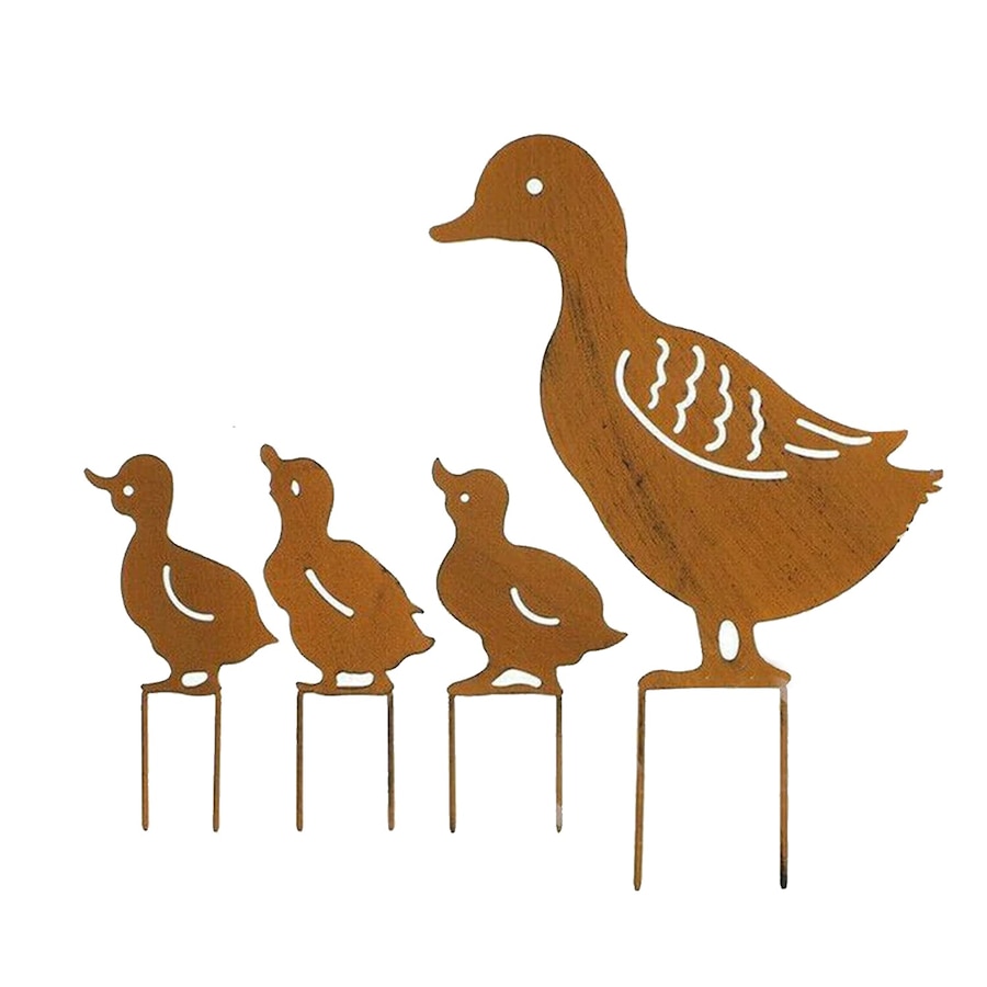 Garden Outdoor Metal Duck Shape Stake Sculpture Ornament