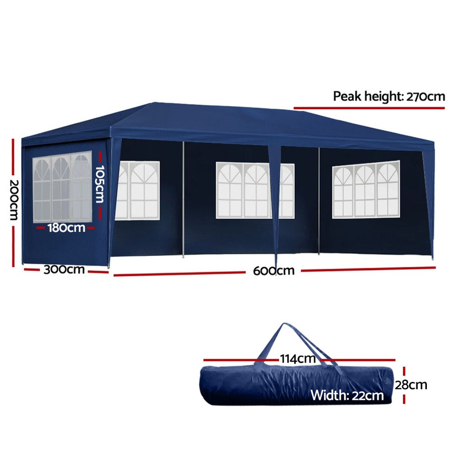 Gazebo Outdoor Wedding Party Camping Tent 6 Wall Panels - 3x6m