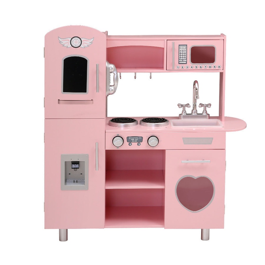 Kids Wooden Kitchen Pretend Play Cooking Toys Set - Pink
