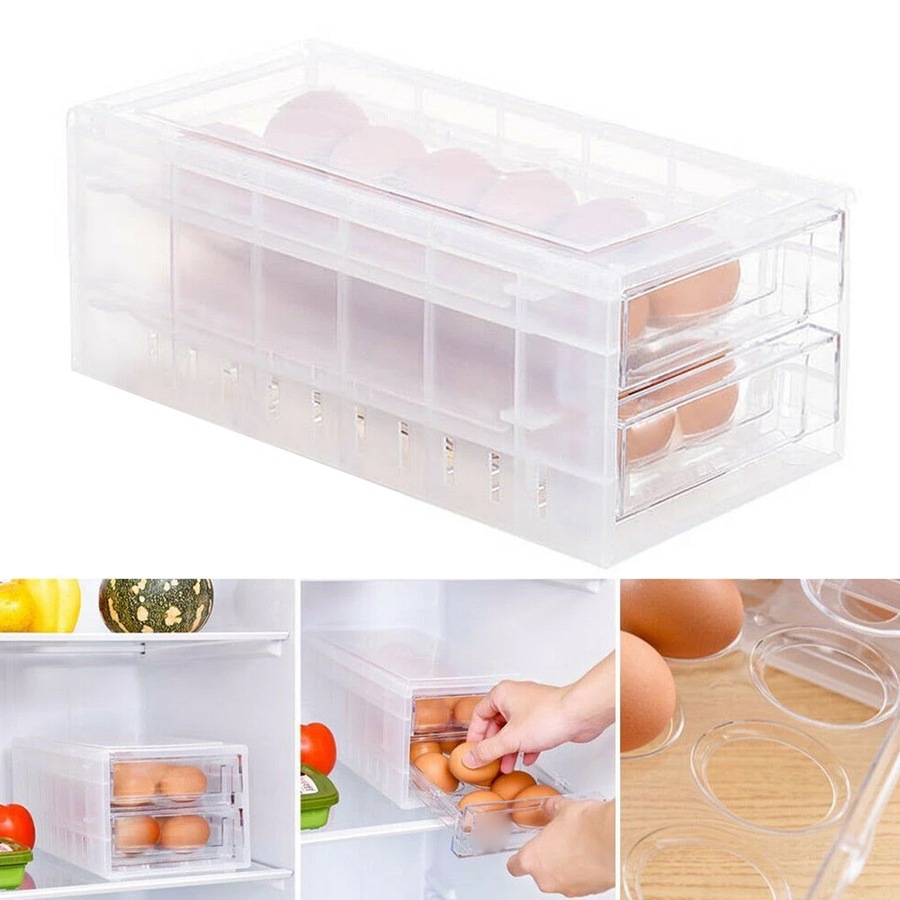 Kitchen Egg Tray Shelf Organizer - 24 Slot