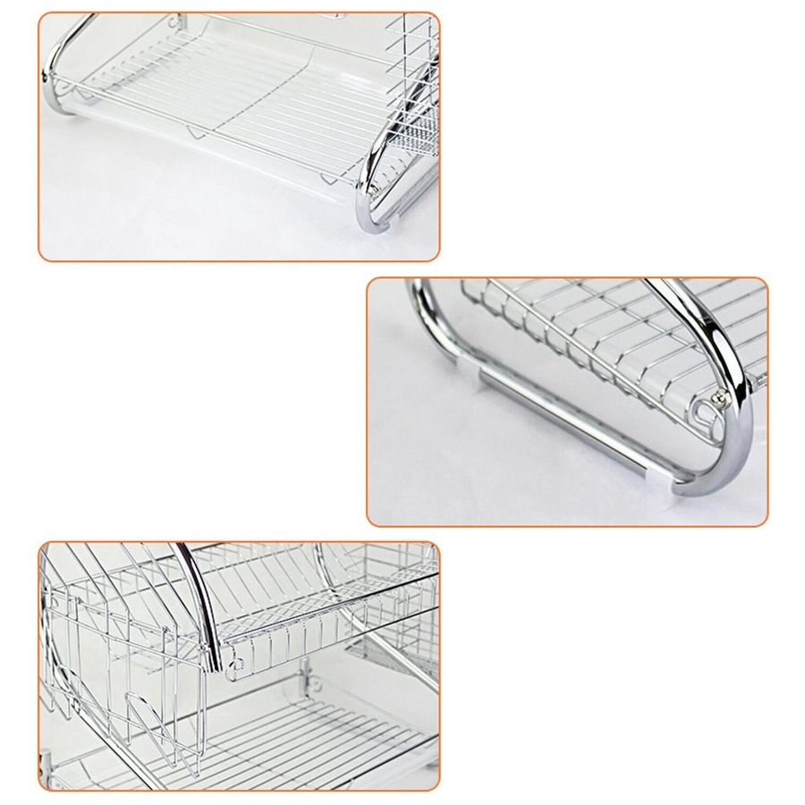 Kitchen Dish Drainer Sink Tray Holder Drying Rack 2-Tier