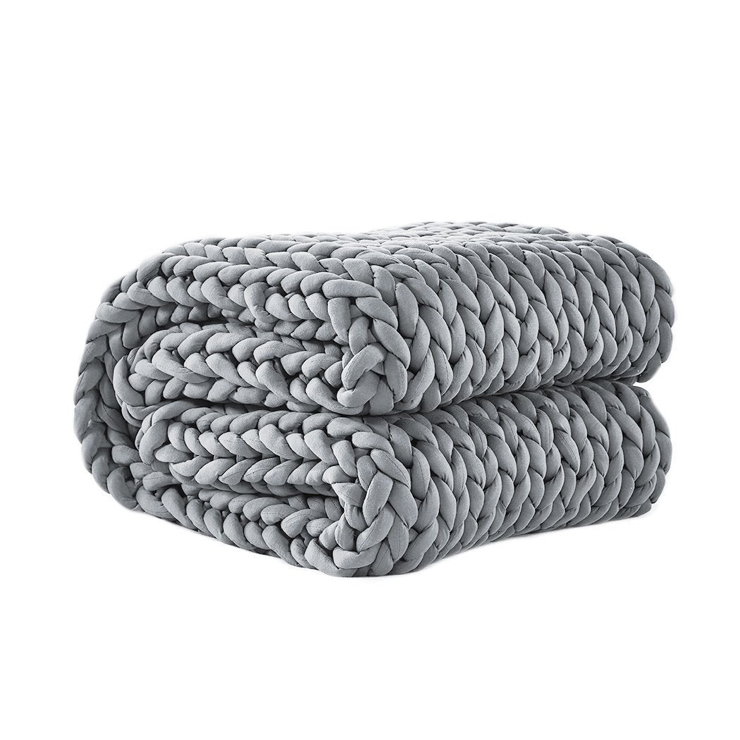 Knitted Adult Weighted Bulky Blanket Grey - 3KG