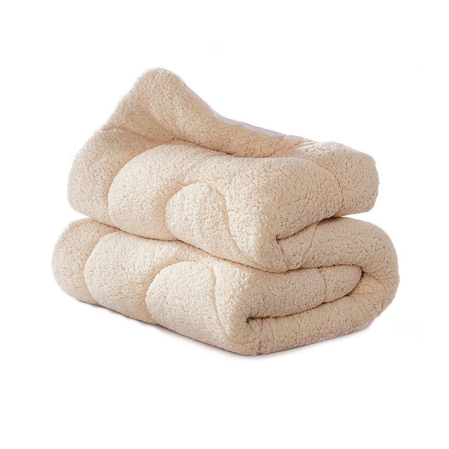 Reversible Wool Mattress Topper Queen - Cream and White