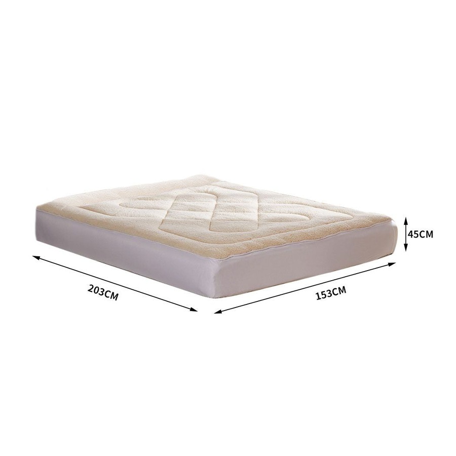 Reversible Wool Mattress Topper Queen - Cream and White